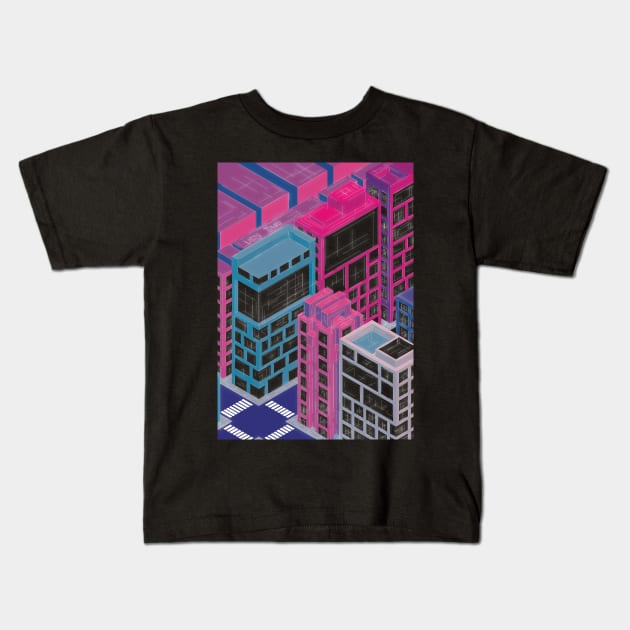 Enchanted Lazy Town - Illuminated Skylines Kids T-Shirt by GelidDexterity